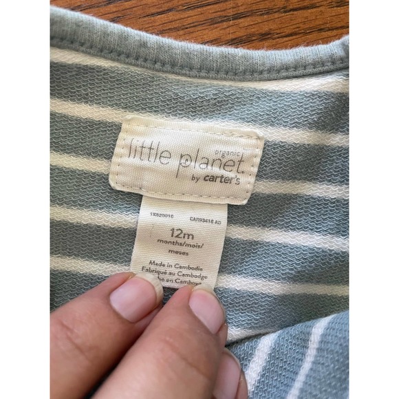 Little Planet By Carters- Striped Romper- Size 12M- Organic - Picture 3 of 5